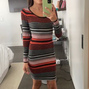 LOVE J small knit pink red striped sweater dress